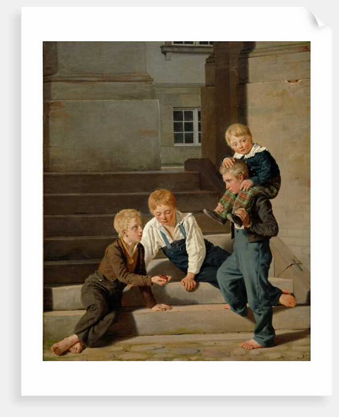 Young Boys Playing Dice in Front of Christiansborg Castle, Copenhagen, 1834 by Carl-Christian-Constantin Hansen