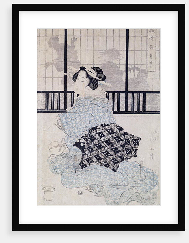 A Courtisan with a Shamisen by Kikukawa Eizan