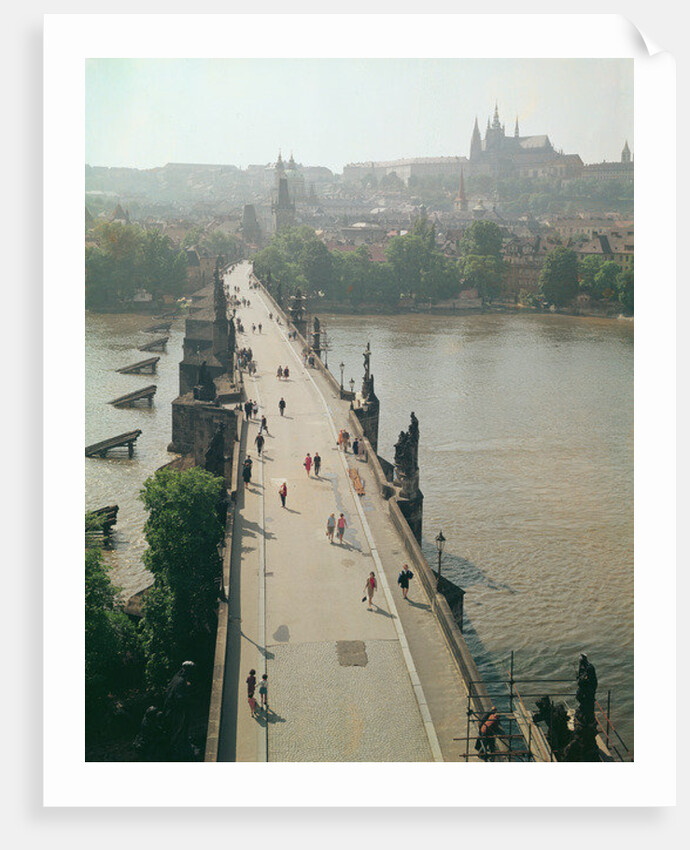 View of the Charles Bridge over the River Vltava by French Photographer