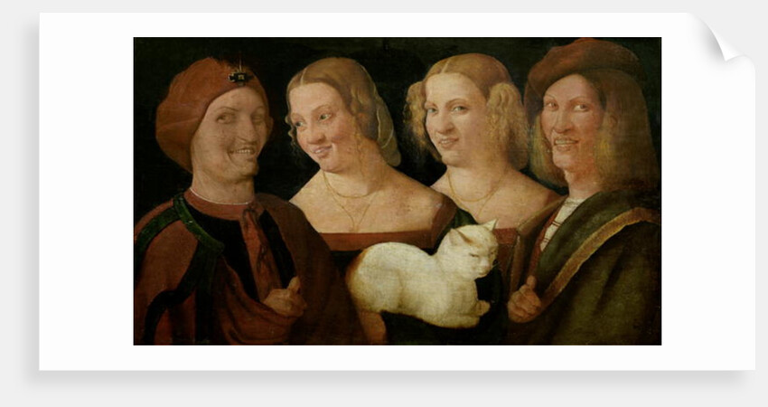Four People Laughing at the Sight of a Cat by Niccolo Frangipane