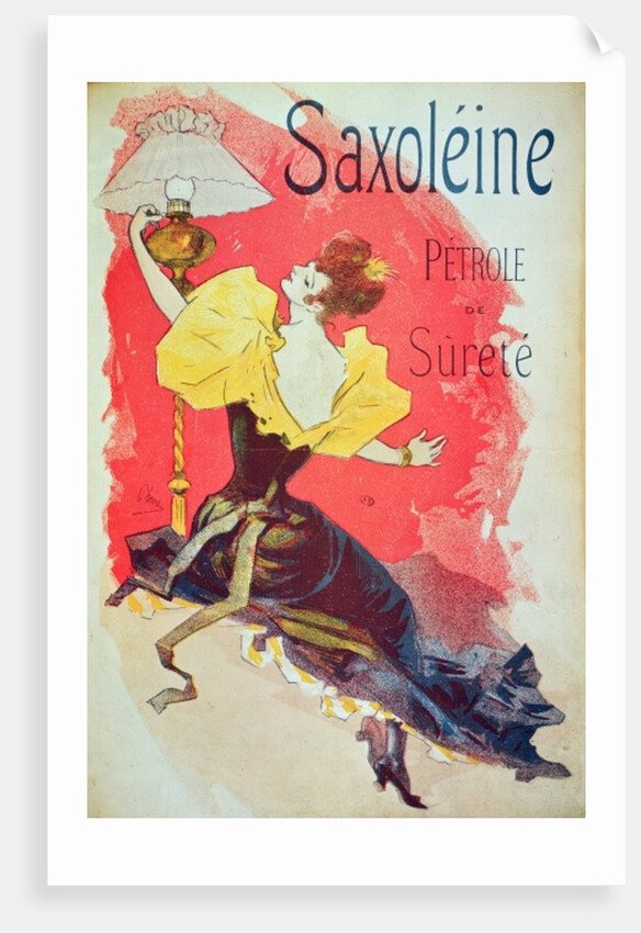 Poster advertising 'Saxoleine', safety lamp oil by Jules Cheret