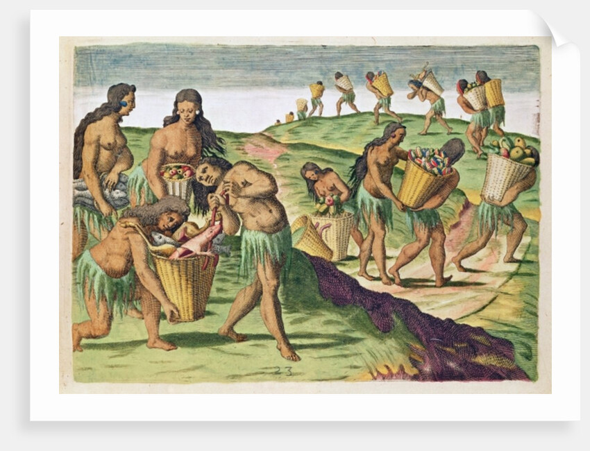 Collecting Food for the Communal Storehouse by Jacques Le Moyne