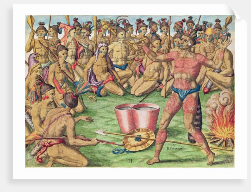 Satoutiona Prepares for Battle by Jacques Le Moyne