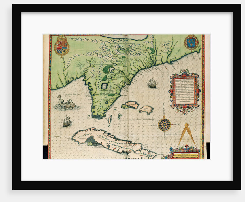 Map of Florida by Jacques (1533-88) (after) Le Moyne