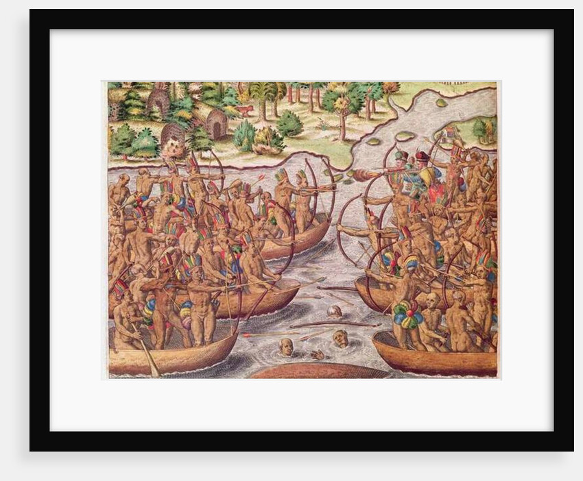 Battle Between Indian Tribes by Jacques Le Moyne