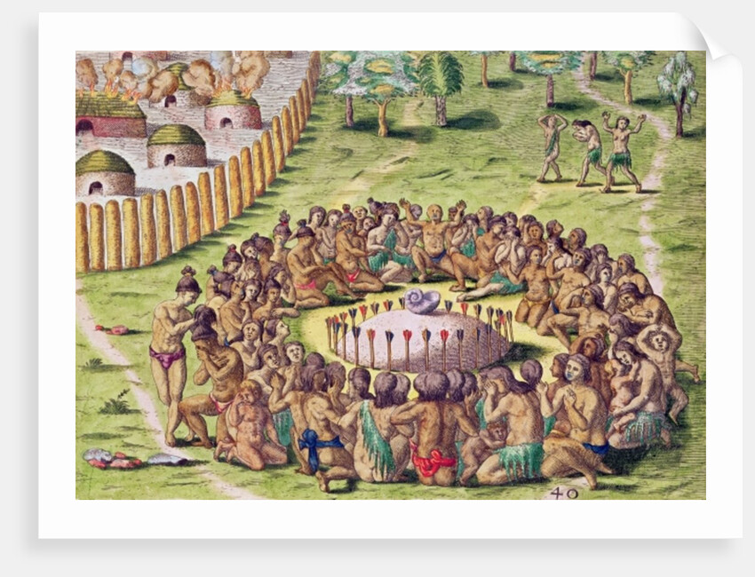 How the Chief is Buried by Jacques Le Moyne