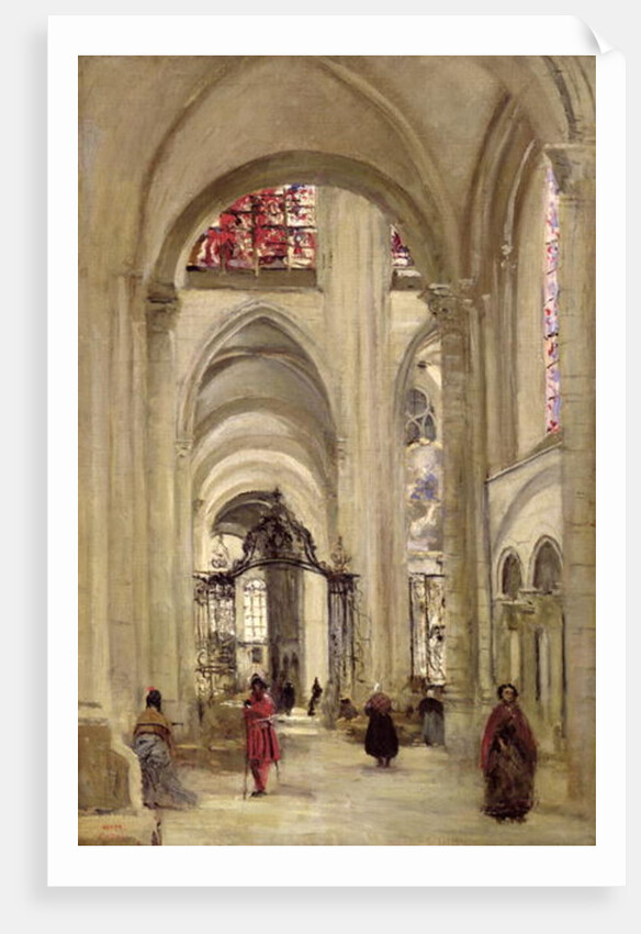 Interior of the Cathedral of St. Etienne, Sens, c.1874 by Jean Baptiste Camille Corot