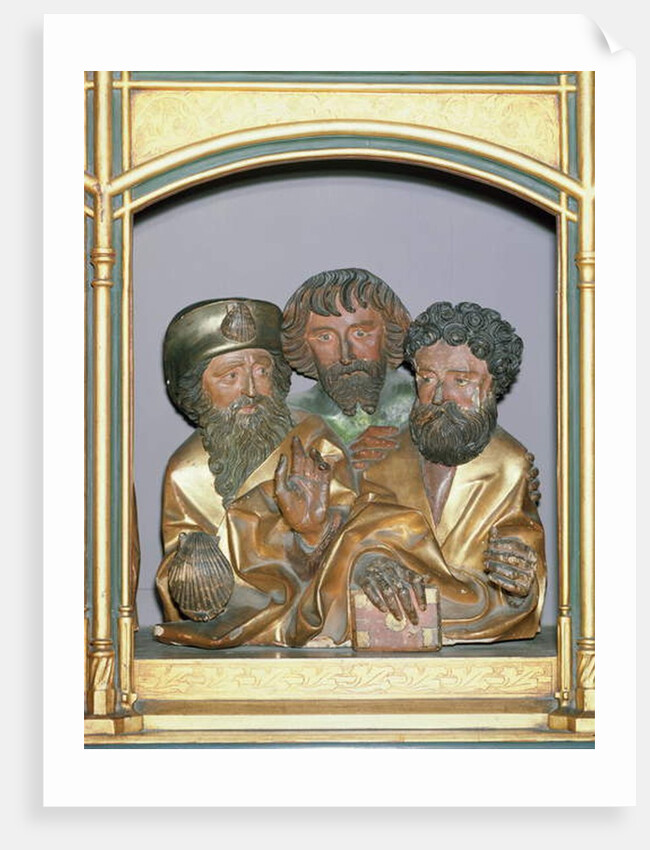 Wooden carvings of St. James the Greater, St. Simon and St. Thaddeus by Nikolaus Hagenauer