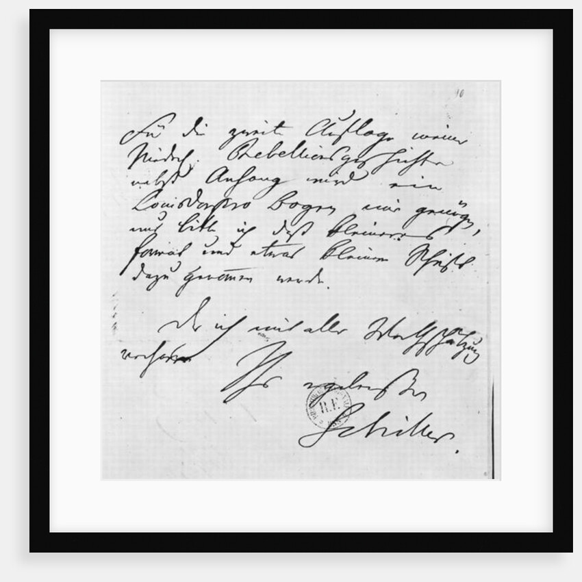 Page of text with his signature by Friedrich Schiller