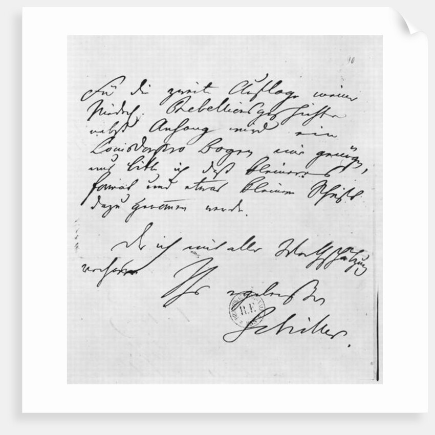 Page of text with his signature by Friedrich Schiller