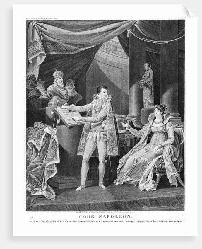His Majesty the Emperor and King Napoleon I showing the Empress-Queen Marie-Louise the articles from the Code Civil that he had just completed, 1804 by Charles Monnet