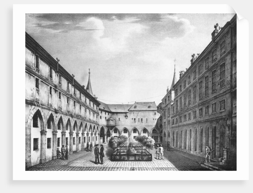 View of the Men's Yard at the Conciergerie Prison, engraved by Alphonse Urruty c.1831 by Collard (after)