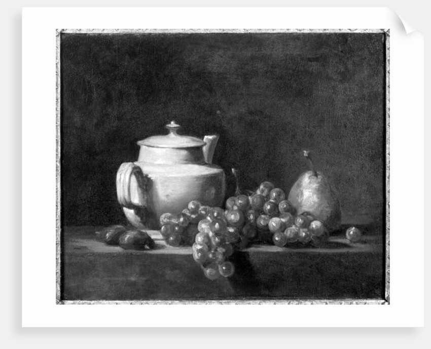 White Teapot with Two Chestnuts, White Grapes and a Pear by Jean-Baptiste Simeon Chardin