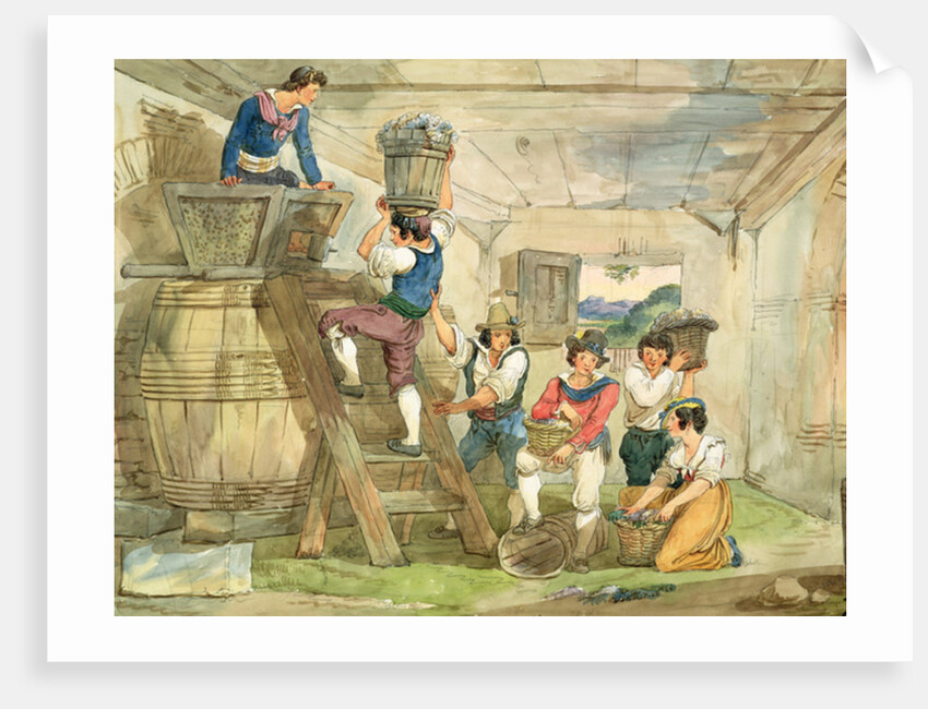 Grape-pickers carrying grapes to the press by Achille Pinelli