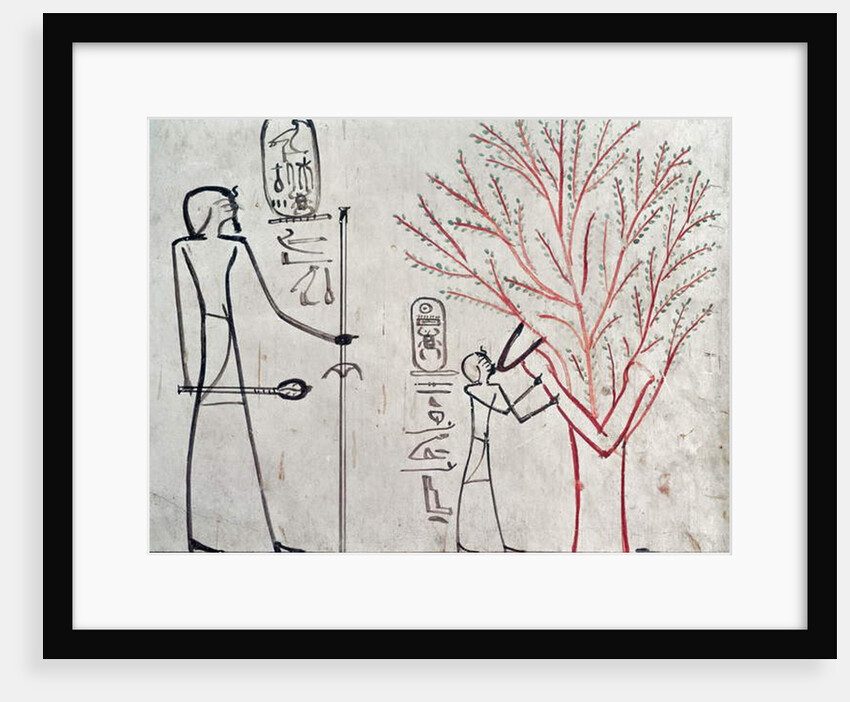 Isis metamorphosed into a sycamore tree suckling Tuthmosis III by Egyptian 18th Dynasty