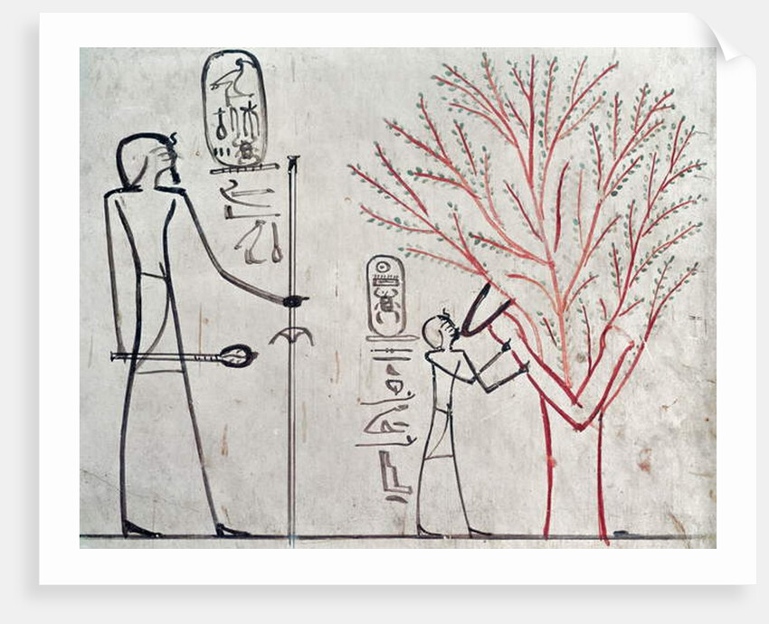 Isis metamorphosed into a sycamore tree suckling Tuthmosis III by Egyptian 18th Dynasty
