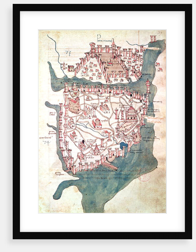 Plan of Constantinople, 16th century by Italian School