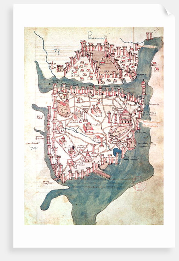 Plan of Constantinople, 16th century by Italian School