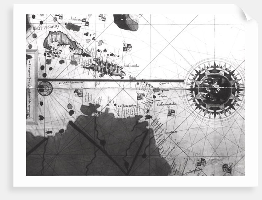 Map of countries first discovered by Christopher Columbus 1500 by Juan de la Cosa