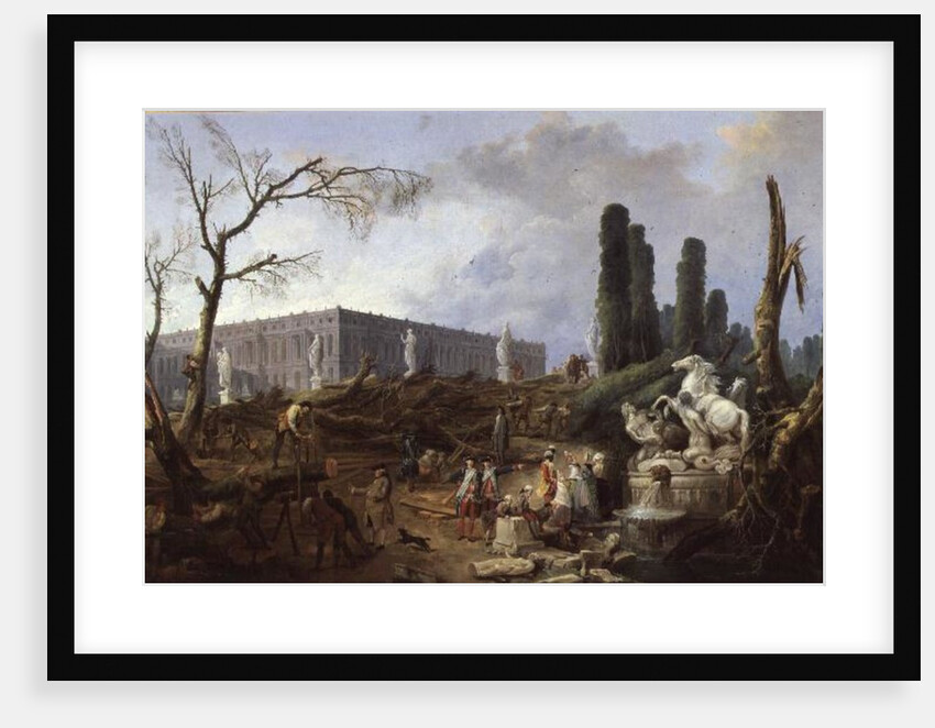 Tree Felling in the Garden of Versailles around the Baths of Apollo, 1775-77 by Hubert Robert