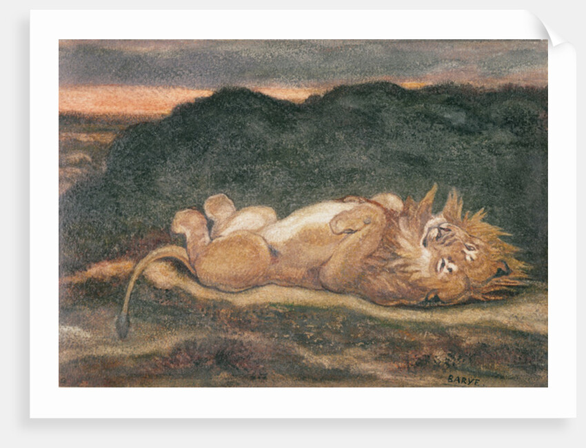Lion Resting on his Back by Antoine Louis Barye