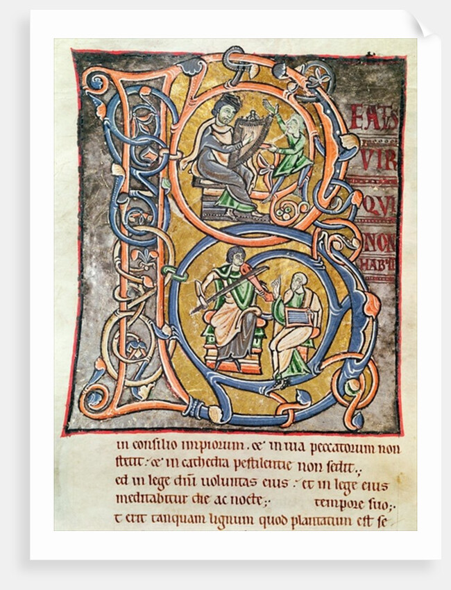 Ms 3 fol.255 Historiated initial 'B' depicting King David by French School