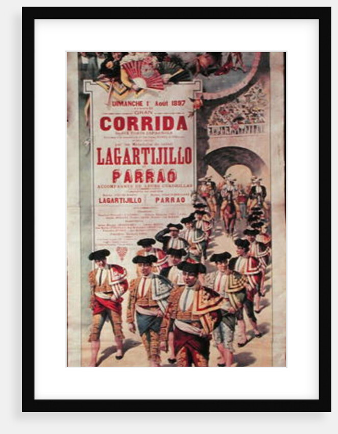 Poster advertising a bullfight at the Plaza de Toros, Nimes, 1st August 1897 by J. & Pastor E. Estellor