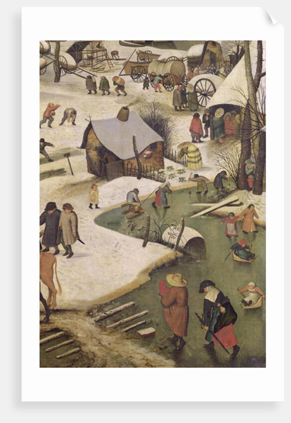 The Census at Bethlehem, detail of children playing on the frozen river by Pieter the Elder Bruegel