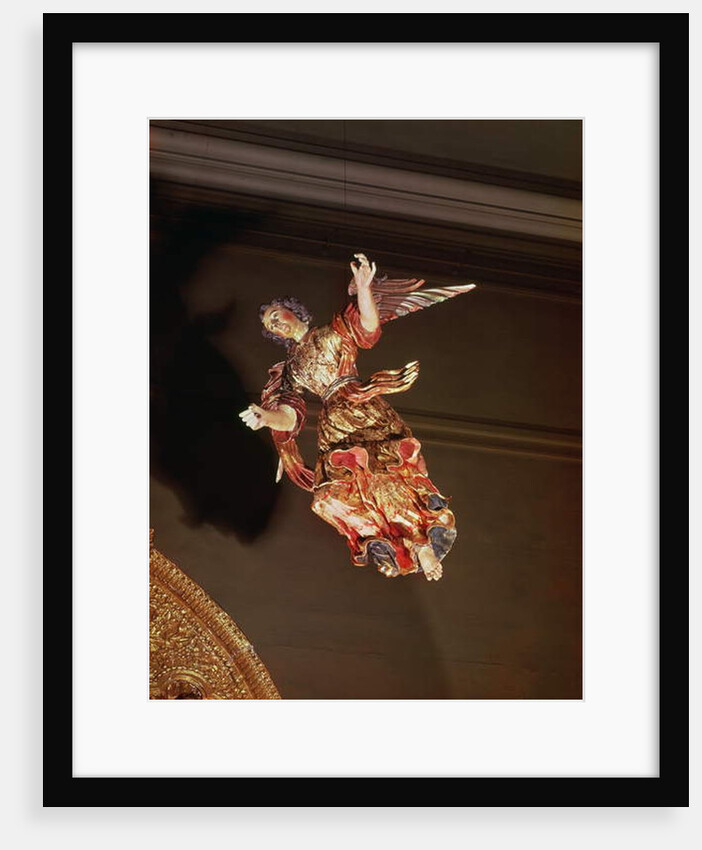 An angel above the altarpiece of the Chapel of St. Joseph by Mexican School