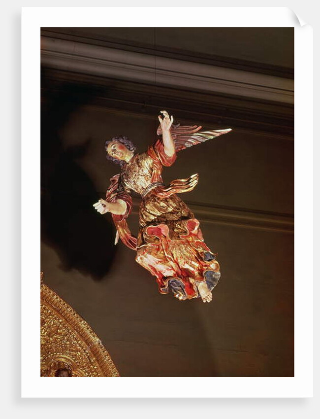 An angel above the altarpiece of the Chapel of St. Joseph by Mexican School
