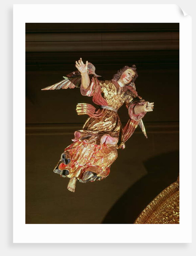An angel above the altarpiece of the Chapel of St. Joseph by Mexican School