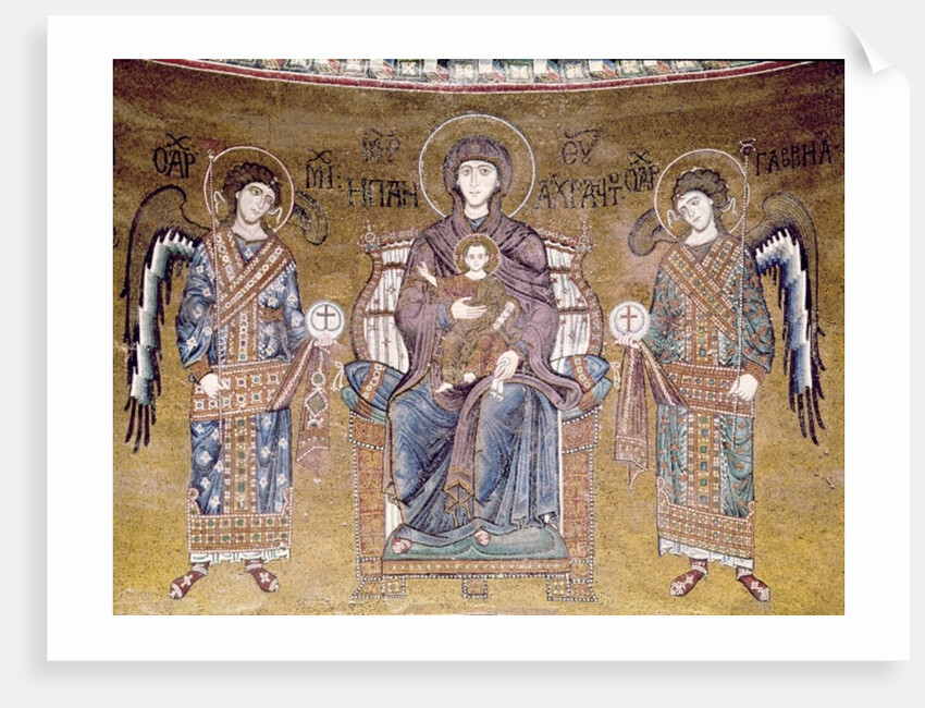 The Virgin and Child enthroned between two angels by Byzantine School