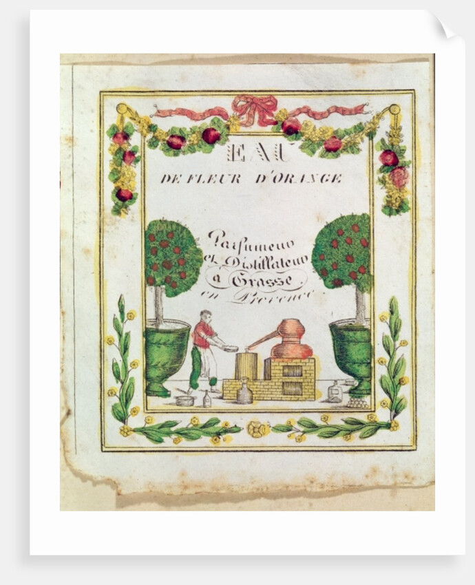 Vignette of 'Eau de Fleur d'Orange', perfumers and distillers in Grasse by French School