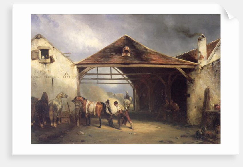A Farrier shoeing a Horse by Francois-Emile de Lansac