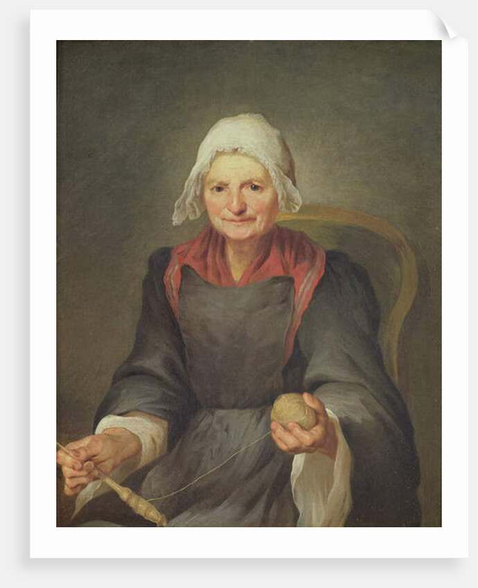 An Old Woman Spinning by French School