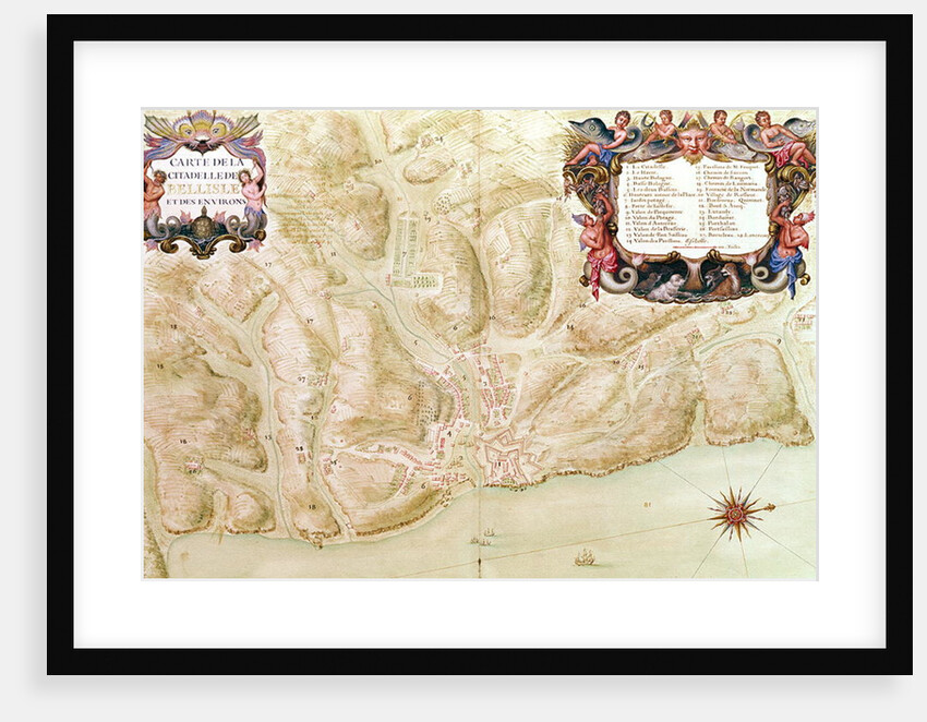 Ms 988 volume 3 fol.33 Map of the town and citadel of Bellisle by Sebastien Le Prestre de Vauban