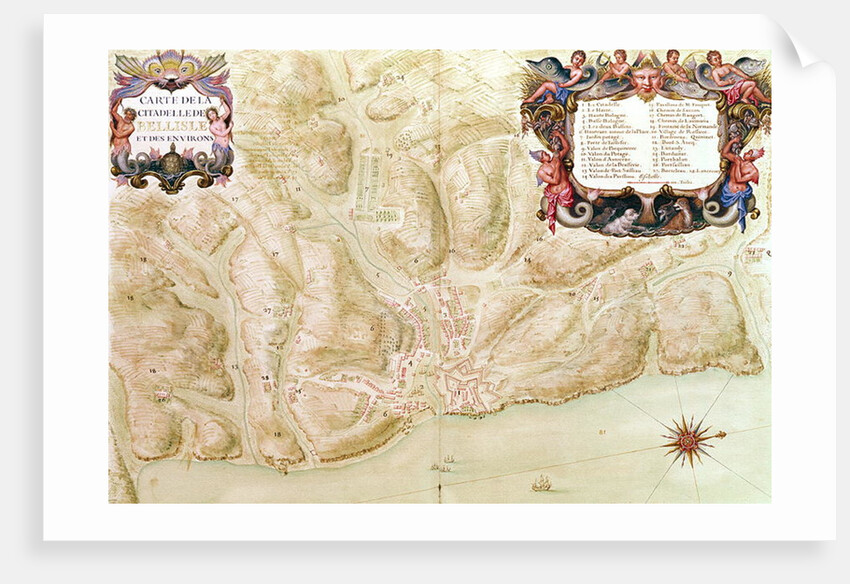 Ms 988 volume 3 fol.33 Map of the town and citadel of Bellisle by Sebastien Le Prestre de Vauban