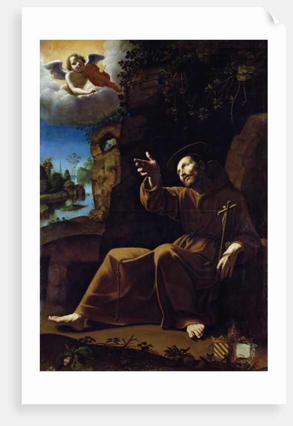 St. Francis of Assisi Consoled by an Angel Musician by Italian School