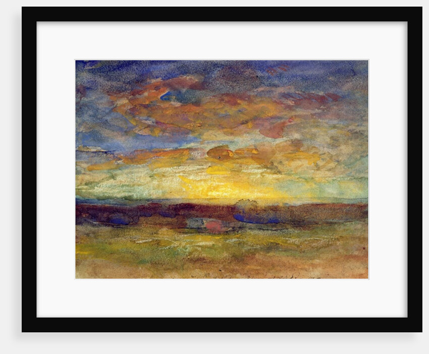 Landscape with Setting Sun, 19th century by Auguste Francois Ravier