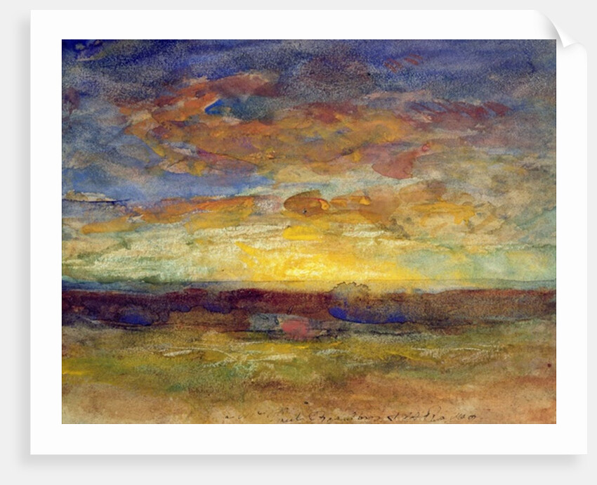 Landscape with Setting Sun, 19th century by Auguste Francois Ravier