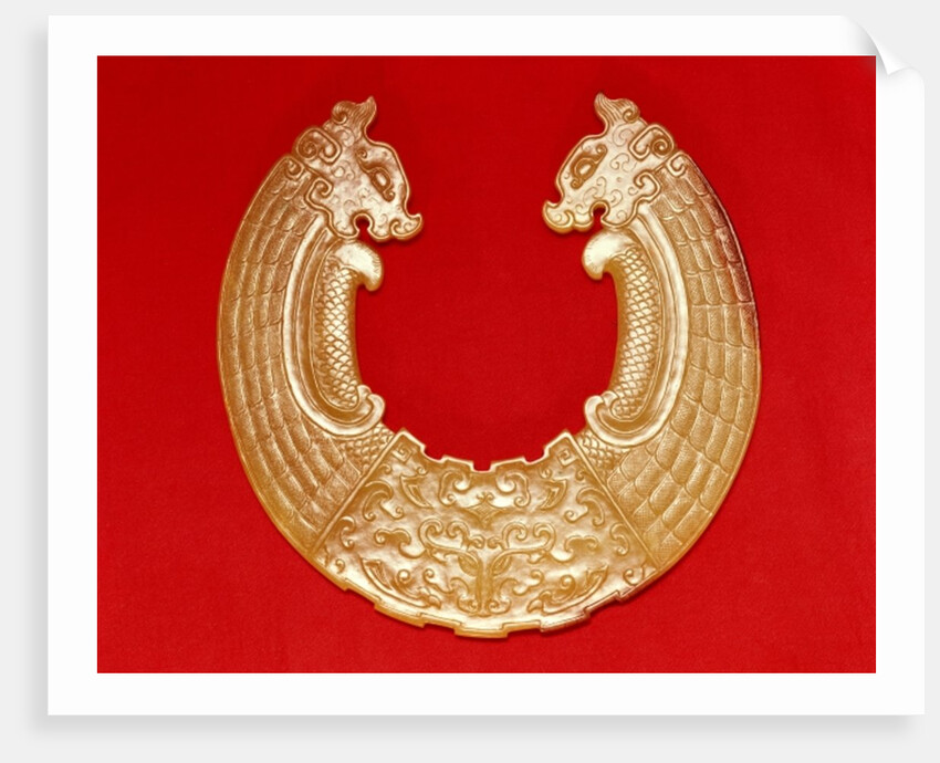 Plaque with two dragons and a Tao-tie mask by School Chinese