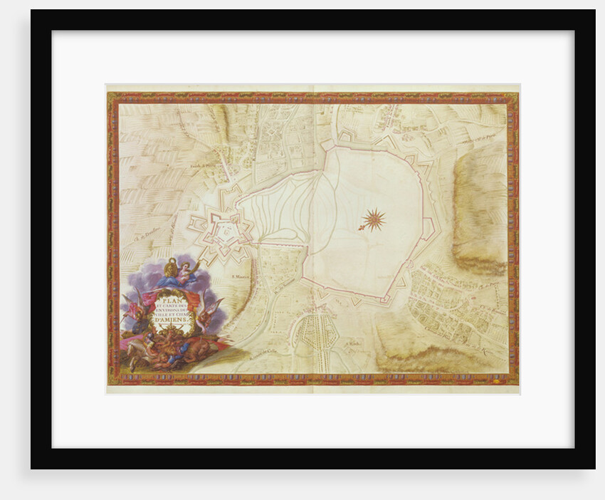 Ms. 988, Vol.3 fol.7 Plan and Map of the town, citadel and surroundings of Amiens by Sebastien Le Prestre de Vauban