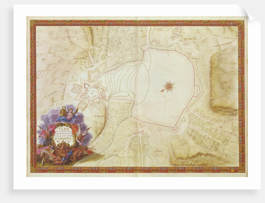 Ms. 988, Vol.3 fol.7 Plan and Map of the town, citadel and surroundings of Amiens by Sebastien Le Prestre de Vauban