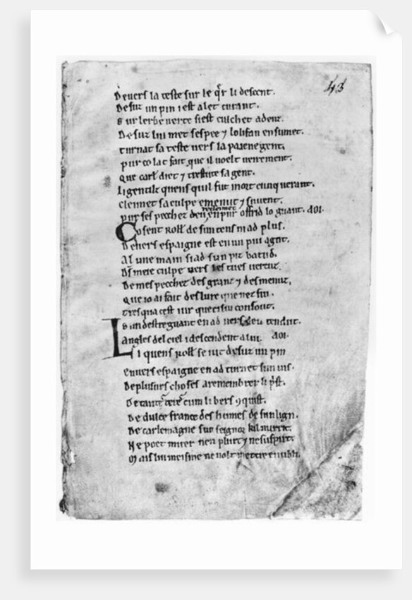 Fol.43 'The Song of Roland' by French School