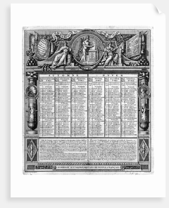 Republican calendar, 22nd September 1793 by Francois Maria Isidore Queverdo
