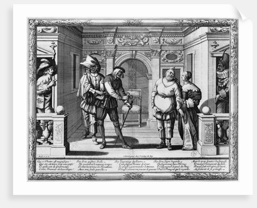 Comedians at the theatre of Hotel de Bourgogne by Abraham Bosse