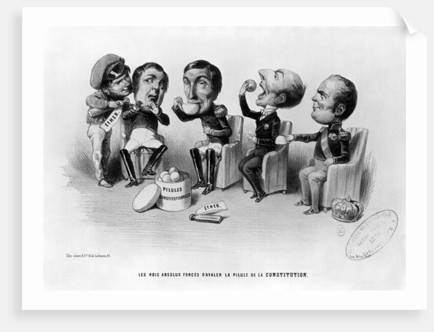 The Absolute Kings Forced to Swallow the Pill of the Constitution, 1848 by French School
