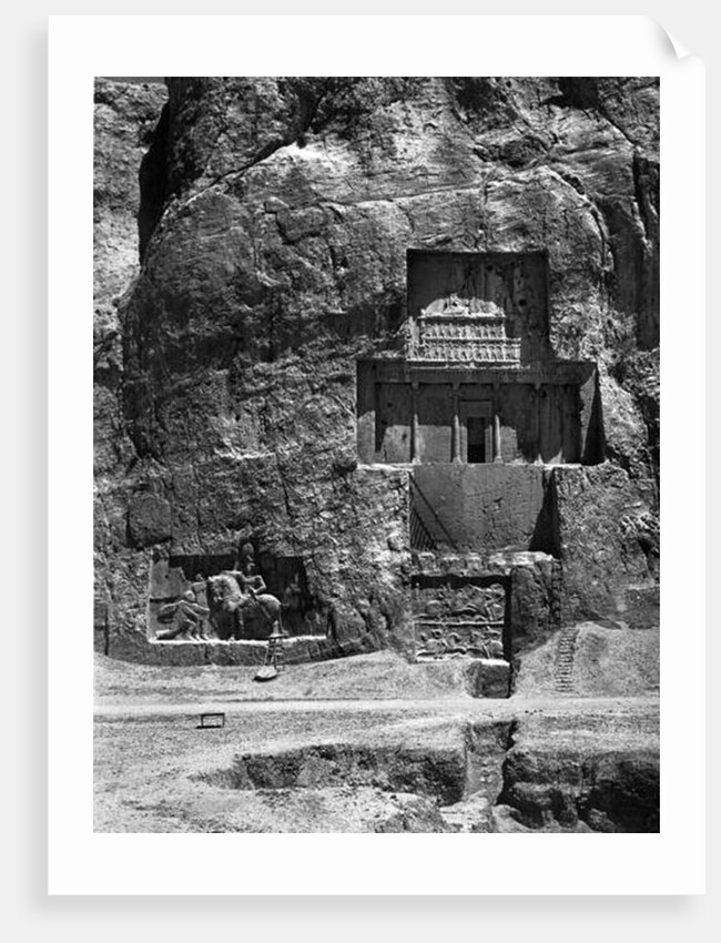 The rock-cut tomb of Artaxerxes I, c.466-464 BC, with a Sasanian relief below depicting Shapur I's victory over the Romans by Achaemenid