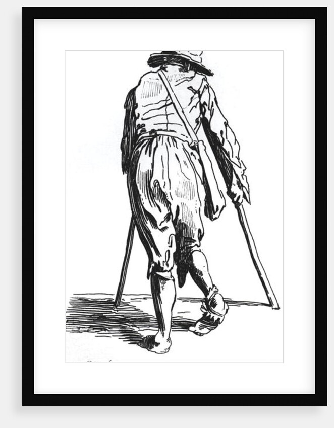 Beggar on his crutches, from behind by Jacques Callot