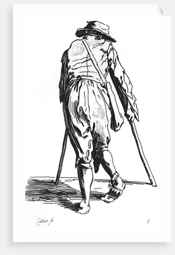 Beggar on his crutches, from behind by Jacques Callot